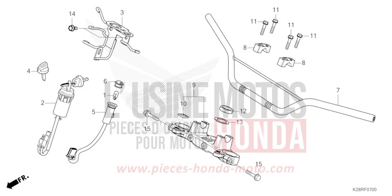 TUYAU DE GUIDON de CRF125F "Petites Roues" EXTREME RED (R292) 2025